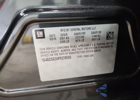 2015 Buick Lacrosse from USA, damaged, VIN 1G4GC5G39FF278559